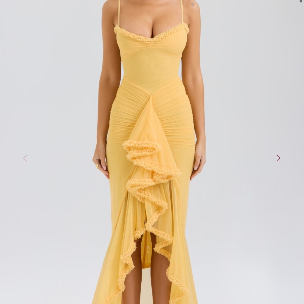 House of CB Yellow Ruffled Bodycon Dress